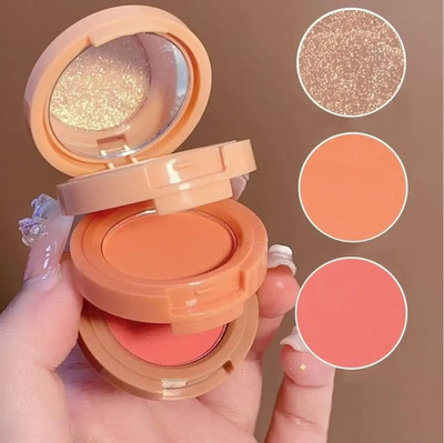 Emijun 3 Shade illuminating and Blusher Palette Highlighter(multicolor)