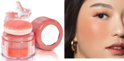 ADJD Puff Blush - Buildable & Blendable With Puff Applicator & A Mirror(TEA ROSE)
