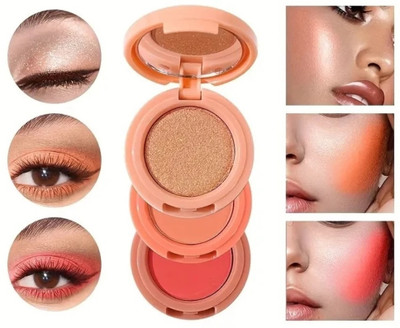 REIMICHI 3 Color illuminating Highlighter & Blusher Easy-to-blend Formula  Highlighter(multicolor)
