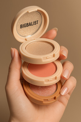 BIGBALIST 3 in 1 Cutest Blush & Highlighter Kit Blush Eyeshadow Face Makeup Kit(Multi colour)
