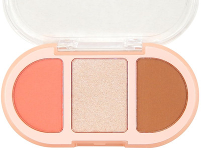 REIMICHI 3-In-1 Face Bronzer Highlighter Makeup Palette Highlighter(MULTICOLOR)