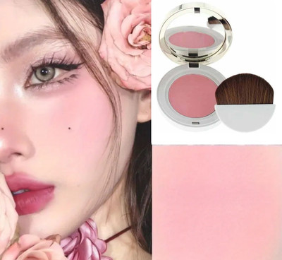 YAWI Powder Matte Blush Smooth,Blendable,Fade With Mirror and Powder Puff(peach)