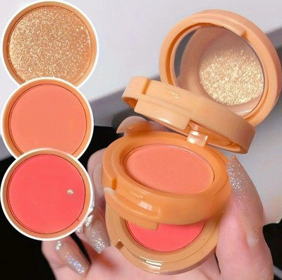 FLORERO Long And Lasting 3-in-1 Multi Purpose Baked Blusher Highlighter Eyes Cheeks(Multicolor)
