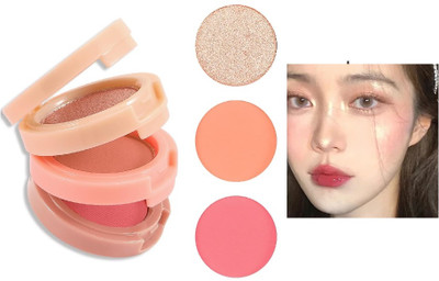 SILDUST Long Lasting 3IN1 mini face blush and highlighter palette(MULTICOLOR)