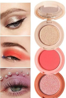 Lui Pui 3 in 1 latest blusher & highlighter makeup pack of 1(multicolor)