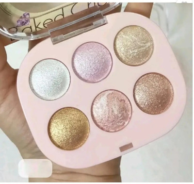 Arcanuy 6 Shades Baked Face Highlighter Palette Highlighter(MULTI COLOUR)