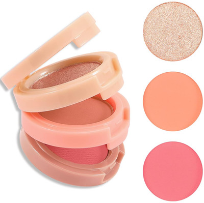 ADJD Pressed Powder Palette Shimmer Bronzer, Orange&Pink Matte Blusher Blendable(MULTI COLOUR)