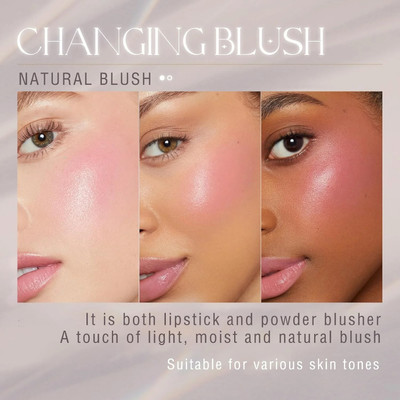 HUZURLU 1 Best Color Changing Blush for Cheeks & Lips Moisturizing Waterproof Blush(WHITE)