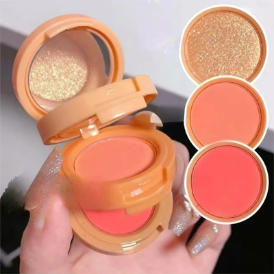 HUZURLU 3 in 1 face blusher + highlihger with mini compact Highlighter(MULTICOLOR)