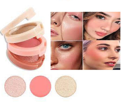 Lui Pui latest best blusher & highlighter makeup new 3 in 1(MULTICOLOR)