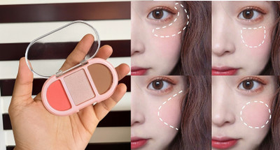 GABBU Blush Palette 3 Shades Of Blush For Radiant Cheeks(1pc)(multicolor)