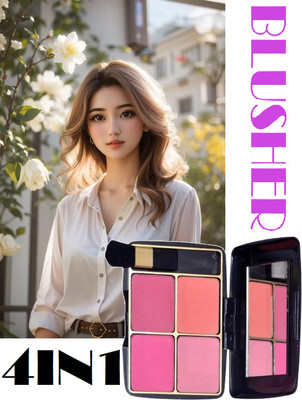 PERLENTE WATERPROOF 4 IN 1 MAKE UP BLUSHER PALETTE(pink)