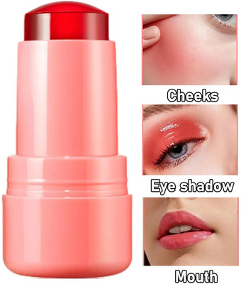 MYEONG Milk Cooling Jelly Tint, 3-in-1 Milk Jelly Cheek Lip Gloss(Coral Red)