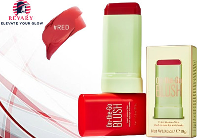 revary Original Cream Blush Stick - Multi-Use Makeup Stick for Cheeks (Hot Red)(HOT RED)