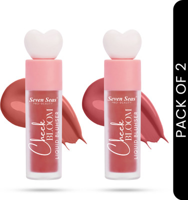 Seven Seas Cheek Bloom Liquid Blusher & Lip Gloss | Long Lasting | Highly Pigmented Blusher(Copper Cheeks,Natural Blush (Pack Of 02))