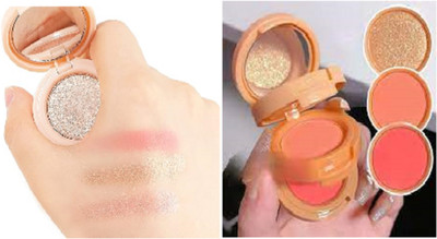 Lui Pui trending best new blusher & highlighter makeup 3 in 1(MULTICOLOR)