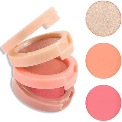 BLUEMERMAID 3-In-1 Highlighter Powder Palette Matte Blush Eyeshadow Multipurpose(MULTICOLOR)