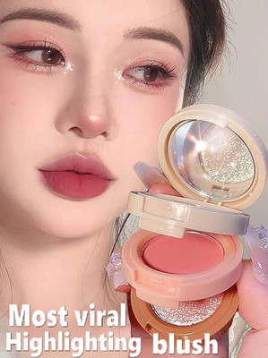 AEPRUY 3in1 face highlighter+blusher with mini compact palette |travel/pocket friendly(Multicolor)