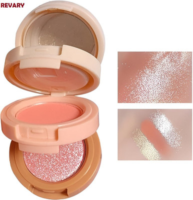 revary 3 in 1 Makeup Pressed Powder Palette Professional Blush and Highlighter Kit(MULTI)