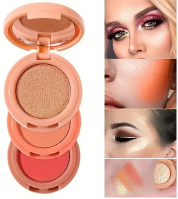 SILDUST 3 In 1 Matte Highlighter Blush Palette Pearly(MULTICOLOR)
