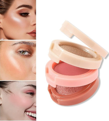 SEUNG High pigment Mini 3 IN 1 face blush and highlihter palette best for makeup(MULTICOLOR)