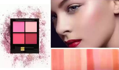 Sheny 4 in 1 Cheek Blush Powder Palettes Blusher Natural Brush(multicolor)