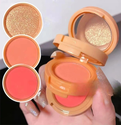 ADJD 3 In 1 Matte Highlighter Blush Palette Pearly Blush Shiny Eyeshadow(MULTI COLOUR)