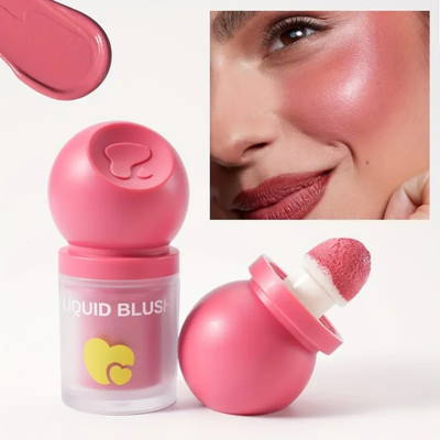 GABBU Korean Matte Liquid Blush Stick with Sponge Tip, Suitable for Lips and Cheeks(Pink)