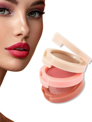 BLUEMERMAID PROFESSIONAL 3 IN 1 BLUSHER AND HIGHLIGHTER MINI PALETTE(MULTI COLOR)