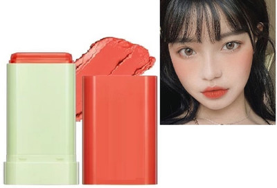 REIMICHI New Cream Blush Stick Multi-Use Makeup Stick for Cheeks and Lips with Hydrating(Light orange)