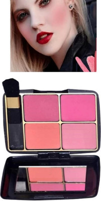 JANOST Perfect 4 in 1 Cheek Blush Powder Minerals Palettes Blusher Natural Brush(MULTICOLOR)
