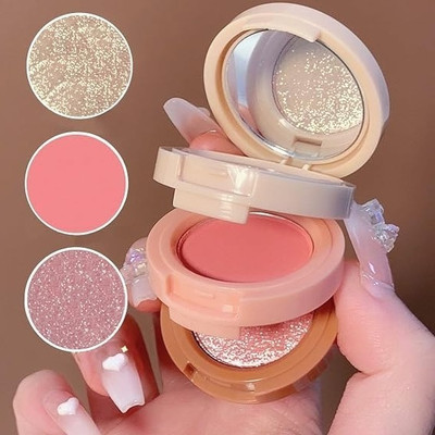 MYEONG 3 in 1 Baked Makeup Blusher, Eyeshadow And Highlighter Kit(Multi Shades)