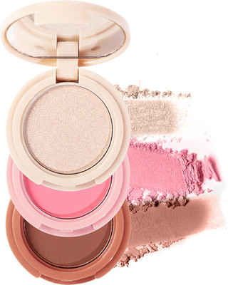 Multibrite 3 in 1 Makeup Blush, Highlighter & Contour Palette Set(Peach)