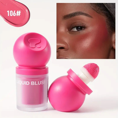 GABBU Matte Liquid Blush Stick with Sponge Tip, Suitable for Lips and Cheeks(Pink)