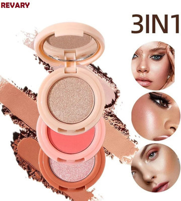 revary 3 in1 face blusher + eyeshadow + Highlighter travel friendly (SHADE 01)(MULTI)