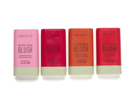 HUDAMOJI On - the - Glow Makeup Blush Stick | Tinted Solid Stick with Long Lasting(Cream Blusher Stick 19g Multicolored, 4 - Pcs)