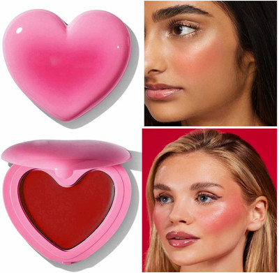 manasona Korean Red Heart Shape Blush | Ultra-Pigmented Formula(Red)