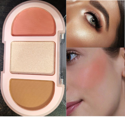 GABBU 3 Shade Eyeshadow With Highlighter Blusher Bronzer and Contour(multi color)