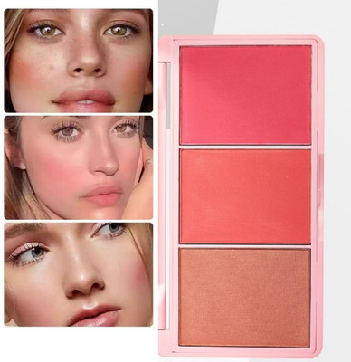 Amaryllis 3D Palette 3 in 1 Makeup Powder Set Compact Powder Blush(Multicolour)