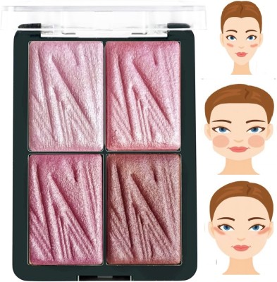 Hilary Rhoda 4 Shade Glow Illuminating Blusher Palette Sculpted Cheeks(Color-4)