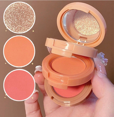 MYEONG 3 In 1 Mini Portable Blush Face Luminizer Bronzer Contour Makeup Set Highlighter(Multi Shade)