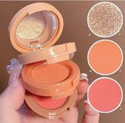 Lui Pui trending matte finish 3 in 1 blusher and highlighter(multicolor)