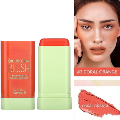LOVE HUDA Waterproof On The Glow Stick Multi Purpose Eyes, Lips & Cheeks Blusher Tint(Orange)