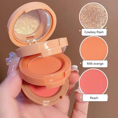 luzimaisa Professional 3 in 1 face blusher + highlihger with mini compact palette(MULTICOLOR)