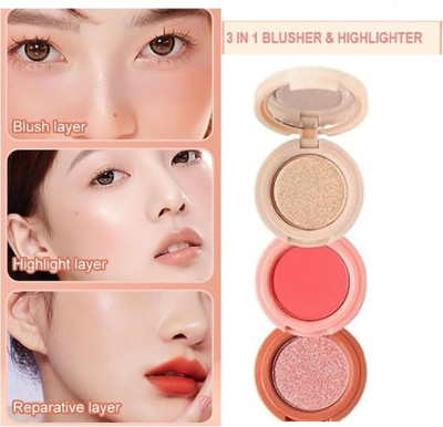 USBK 3 In 1 Blush Palette Three-layer Blusher Highlighter(MULTI-COLOR)