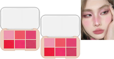 GABBU Best 6 Colors powder Blusher Palette for all makeup look(Muliti color)