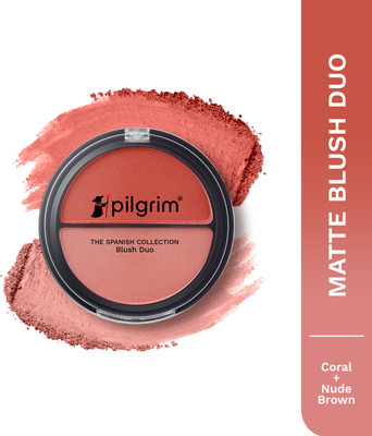 Pilgrim 2-IN-1 Blush Duo Coral Rumba-02, Richly Pigmented,Ultra Matte, Blendable(Coral Rumba-02)