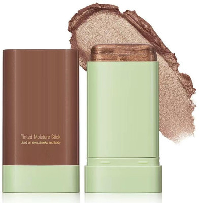 Jiwoo Creamy Highlighter Blush Bronzer Makeup Stick,Blendable Natural Glow blusher(brown)
