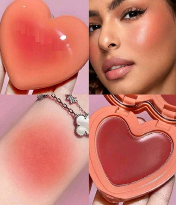 Jiwoo Multitasking Lip & Cheek Cream heart Shape Blusher With Mirror For Face Makeup(Drack coral)