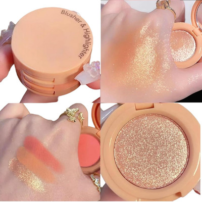 WOONGMI 3 in 1 Blusher + Highlighter+Eyeshadow With Mini Compact For Womens Compact(Multi, 4.8 g)